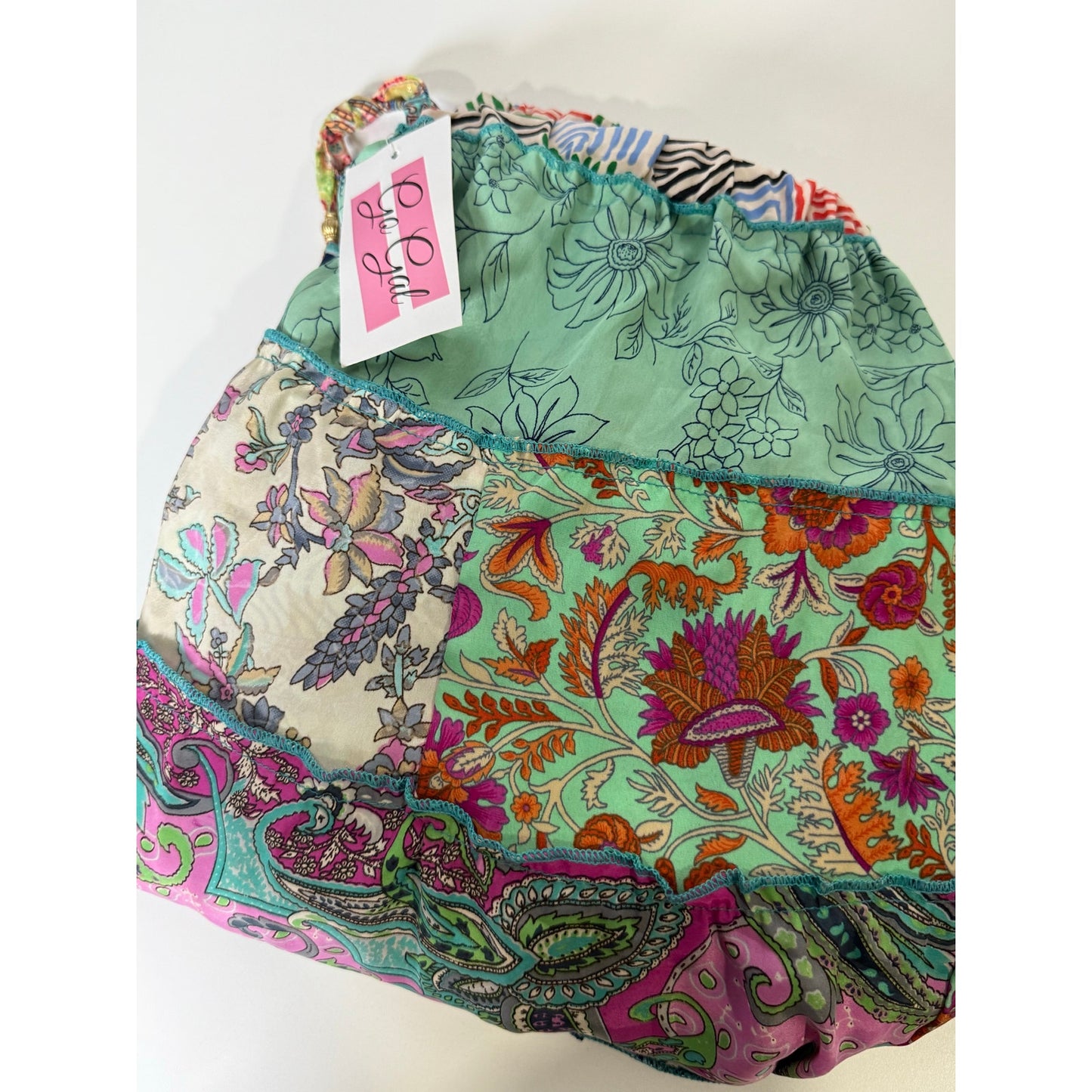 Mixed-Patchwork maxi skirt with pockets- One Size