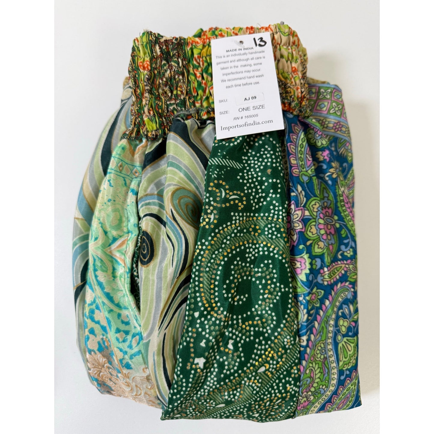 Mixed-print wide-leg trousers- One Size 100% Silk