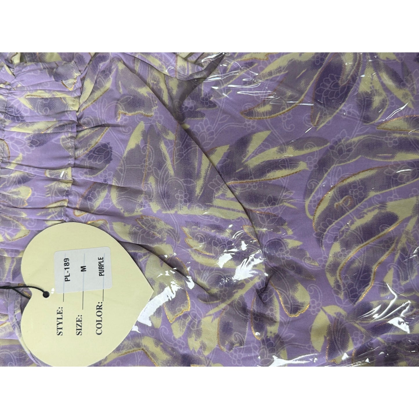 Lavender Tropical Print Wide-Leg Pants with Tassel Drawstring