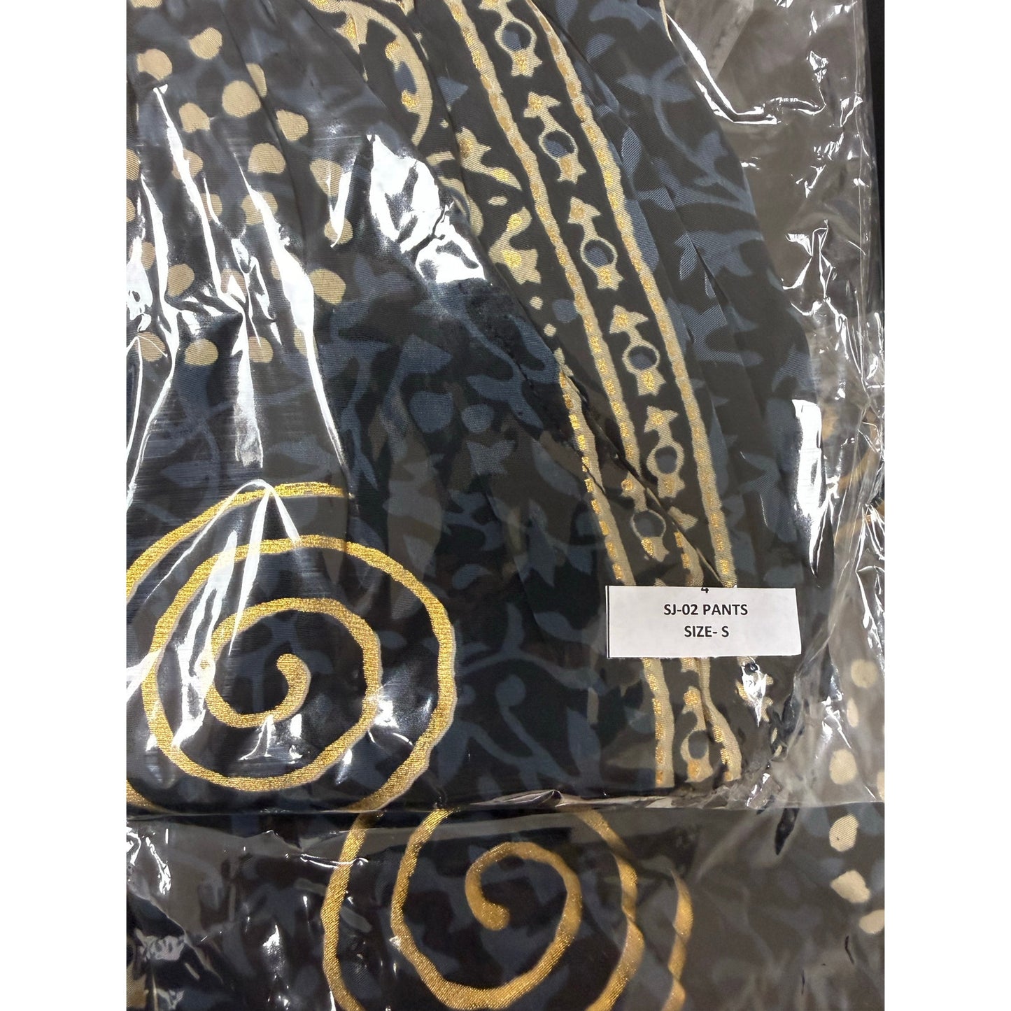 Black & Gold Boho Wide-Leg Resort Pants with Tassel Waist