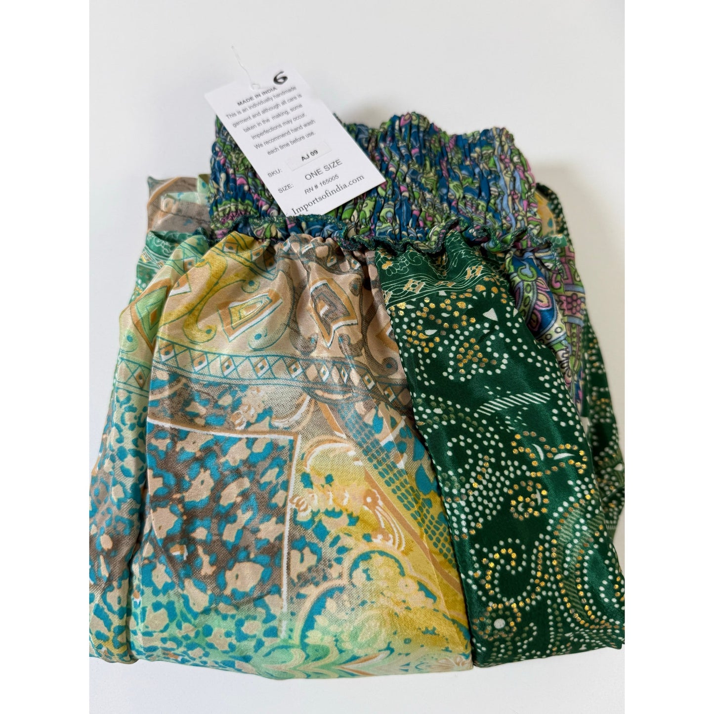 Mixed-print wide-leg trousers- One Size 100% Silk