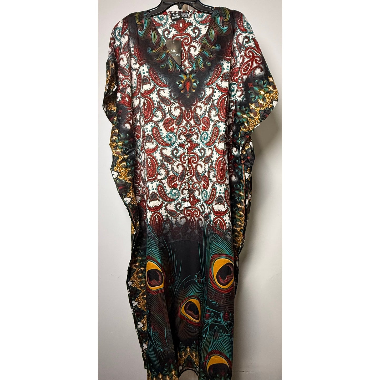 Paisley and feathers Kaftan Dresses for Women Beach Coverups, One Size Kaftans