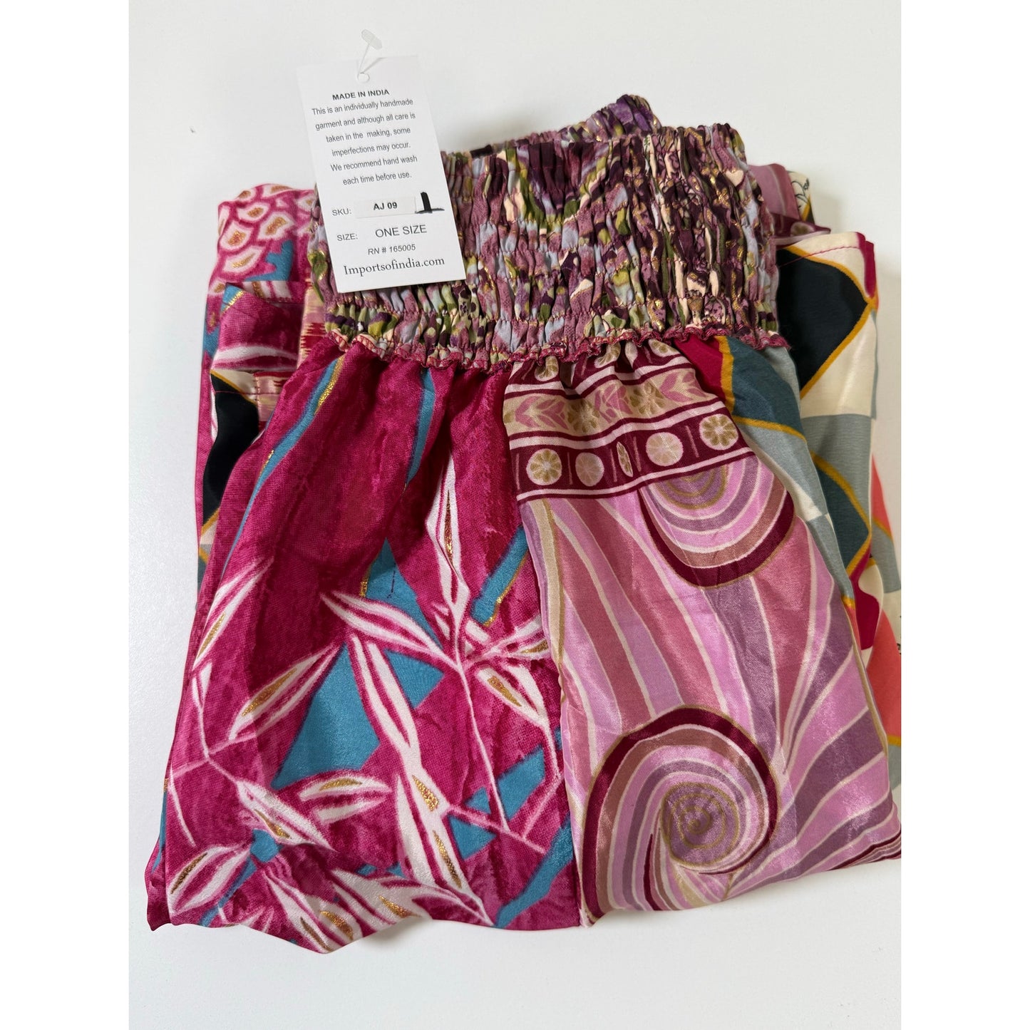 Mixed-print wide-leg trousers- One Size 100% Silk