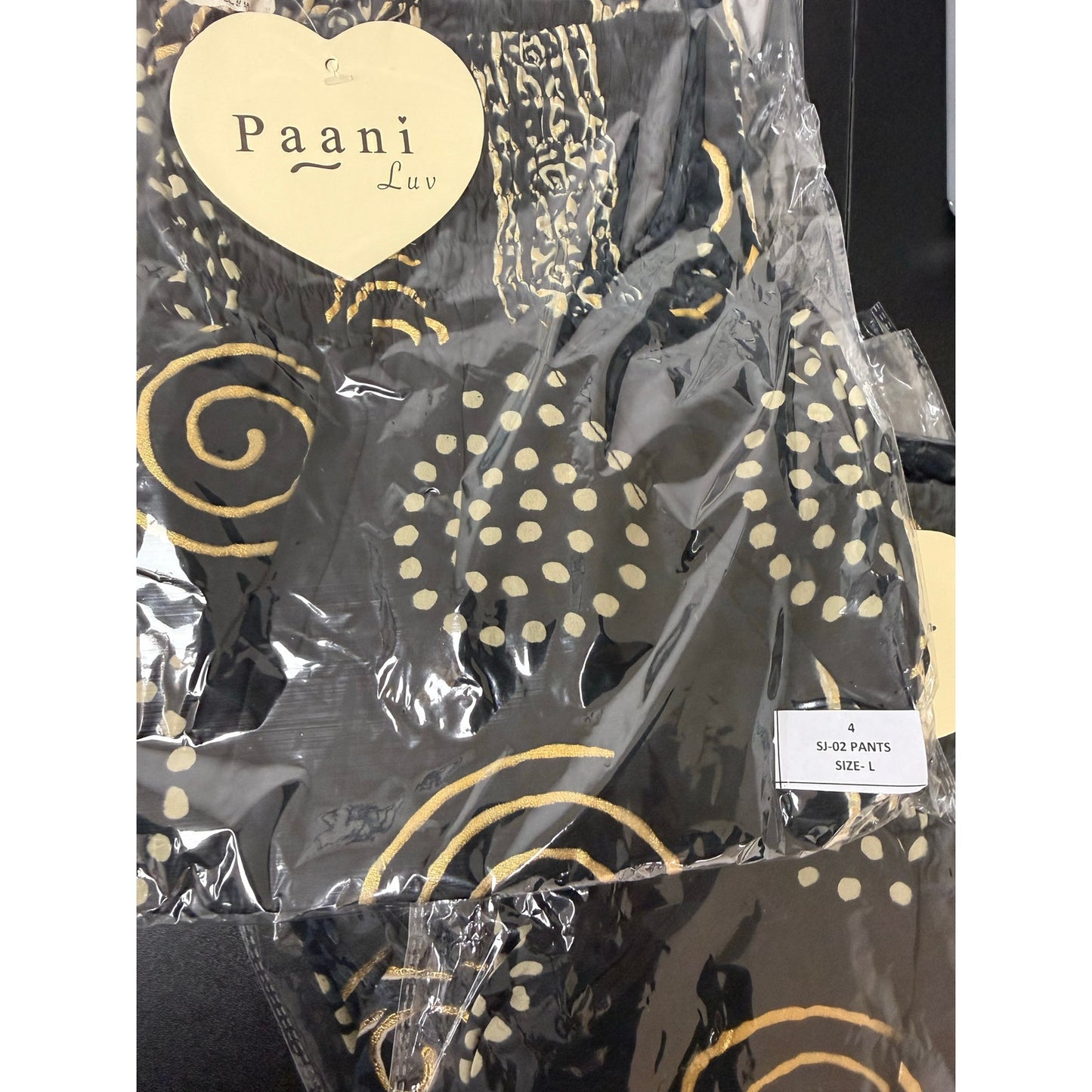 Black & Gold Boho Wide-Leg Resort Pants with Tassel Waist