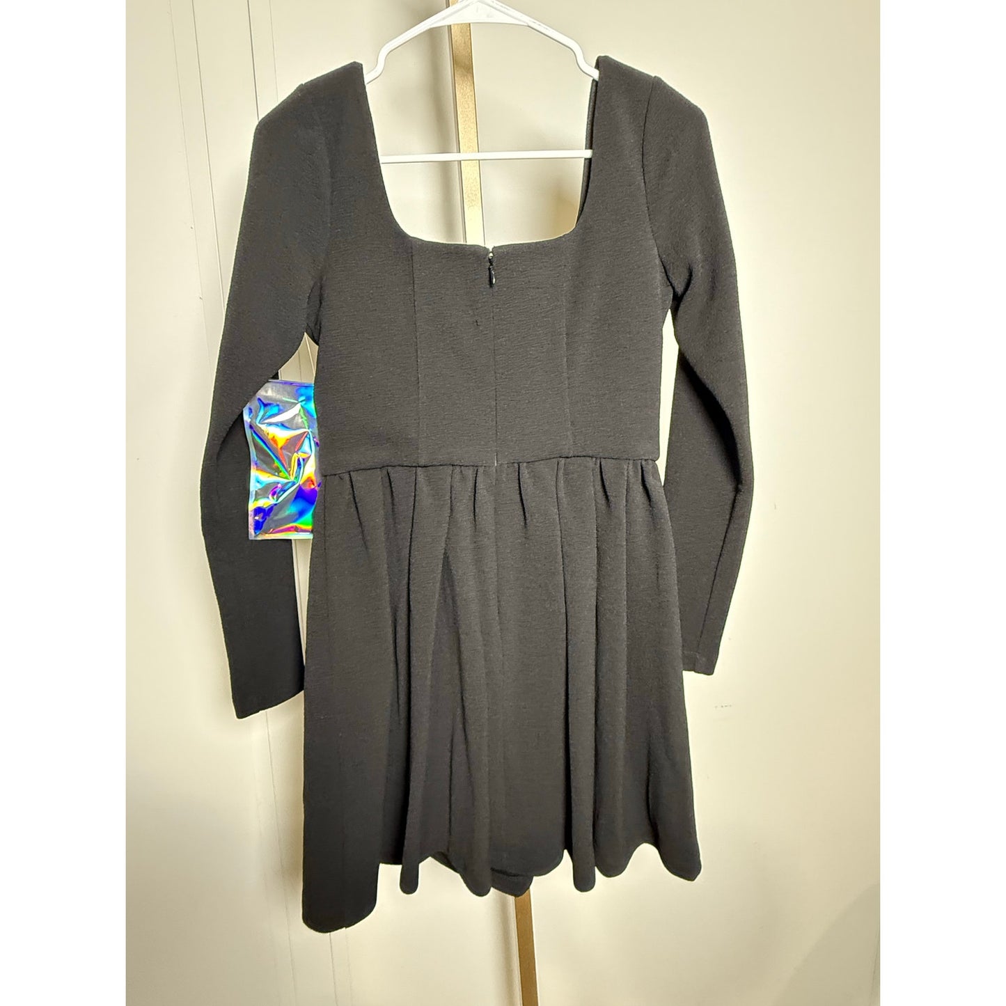 WAYF Jourdan Sloane Mini Dress Women's Long Sleeve Pleated Black NWT