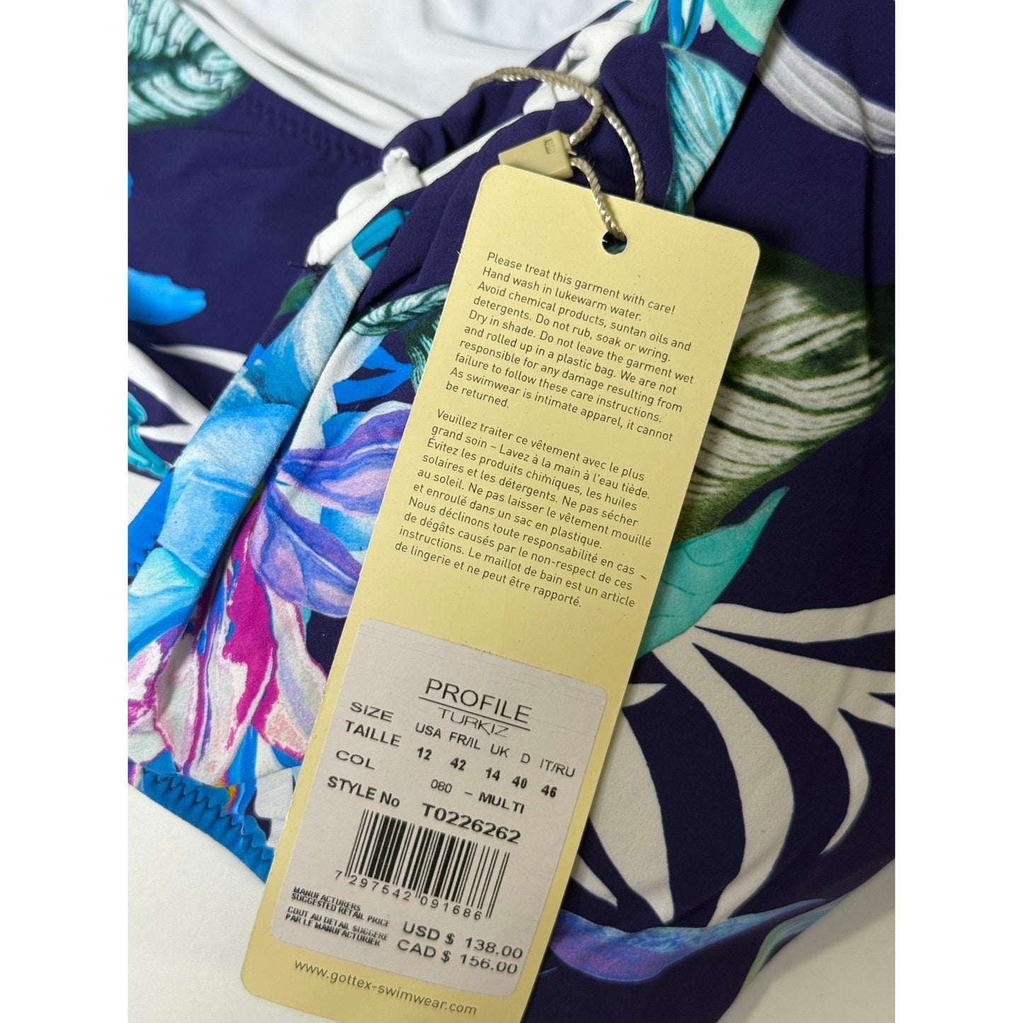 Gottex Profile Turkiz Women’s One Piece Swimsuit Purple Floral Size 12 NWT