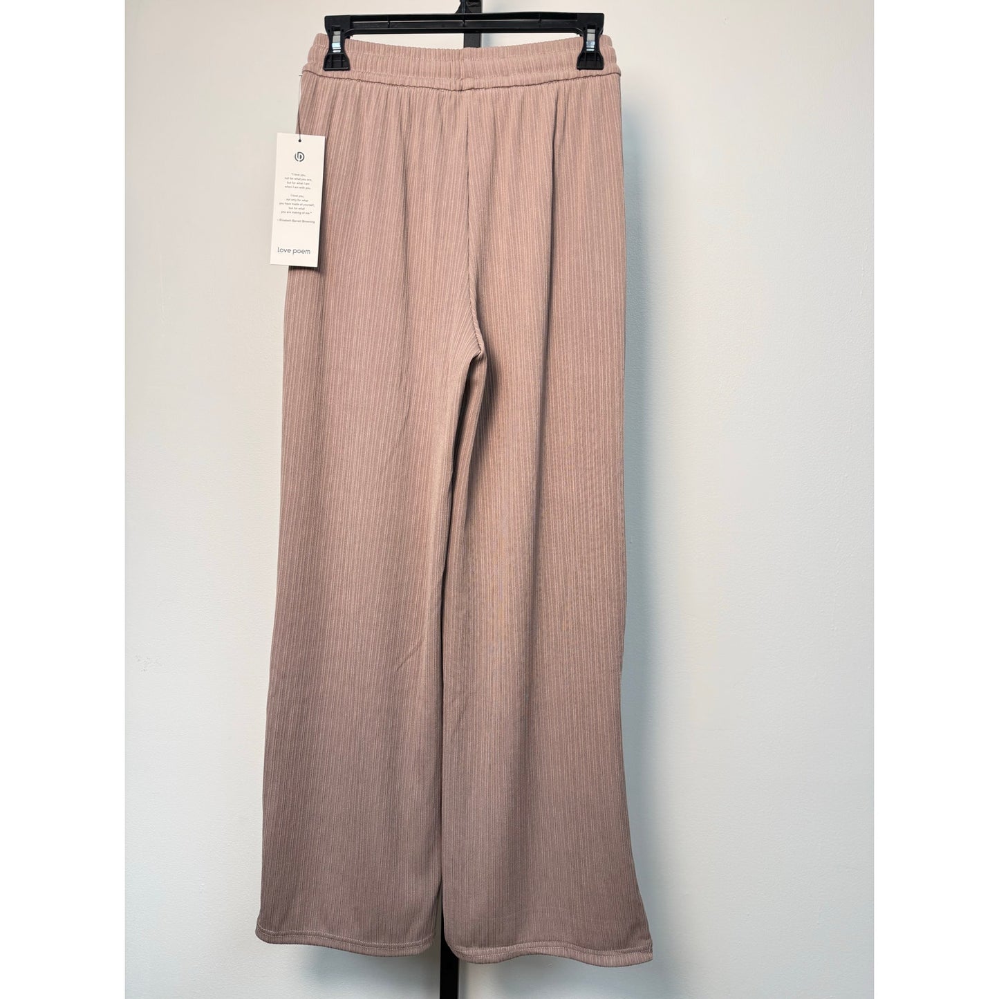 Ribbed High-rise Drawstring Wide Leg Pants