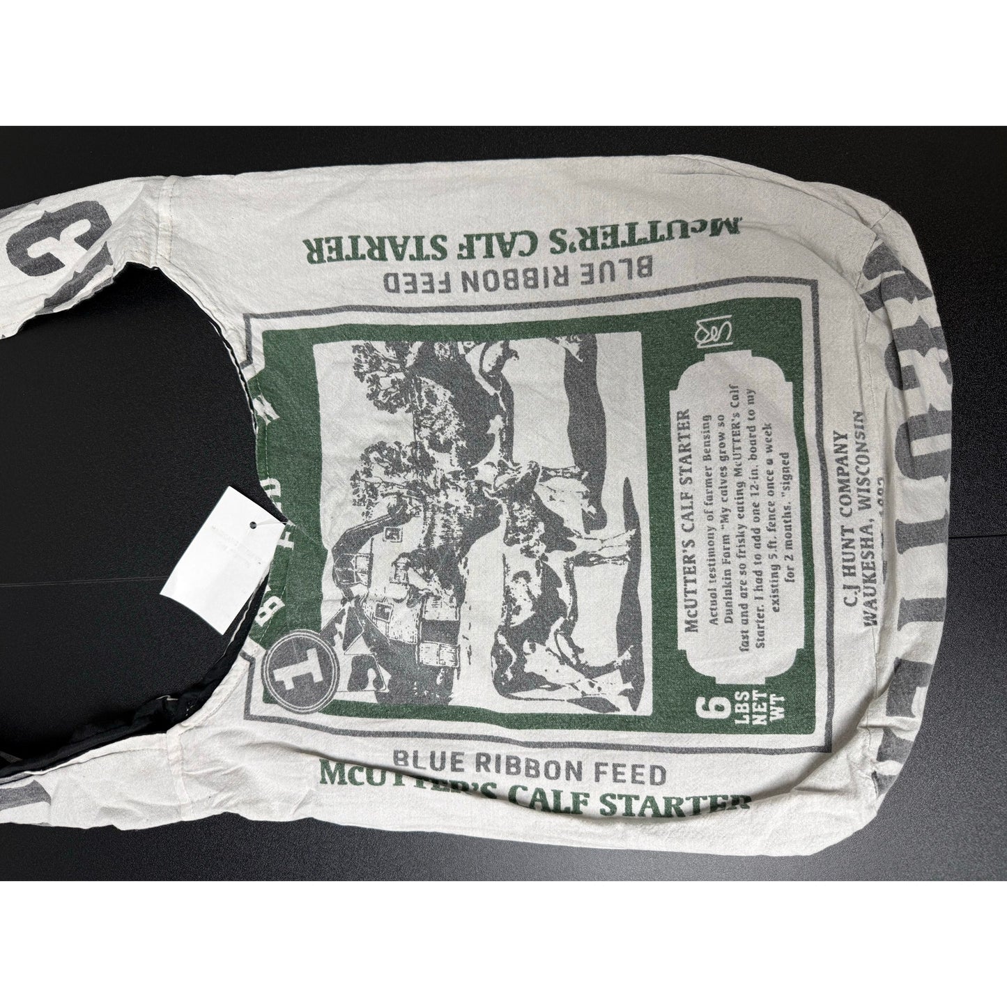 Blue Ribbon Flour Sack Purse Bag Cotton Tote Vintage Look Feed Sack Cross Body