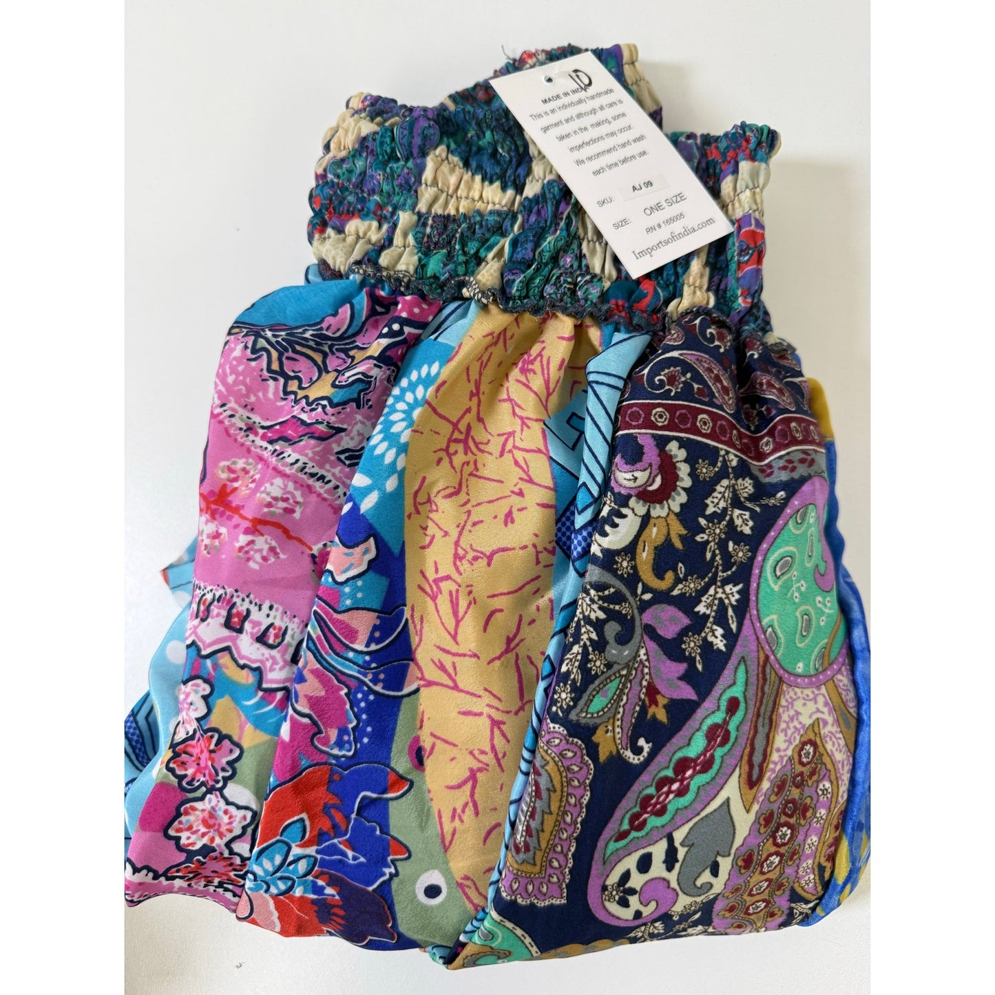 Mixed-print wide-leg trousers- One Size 100% Silk