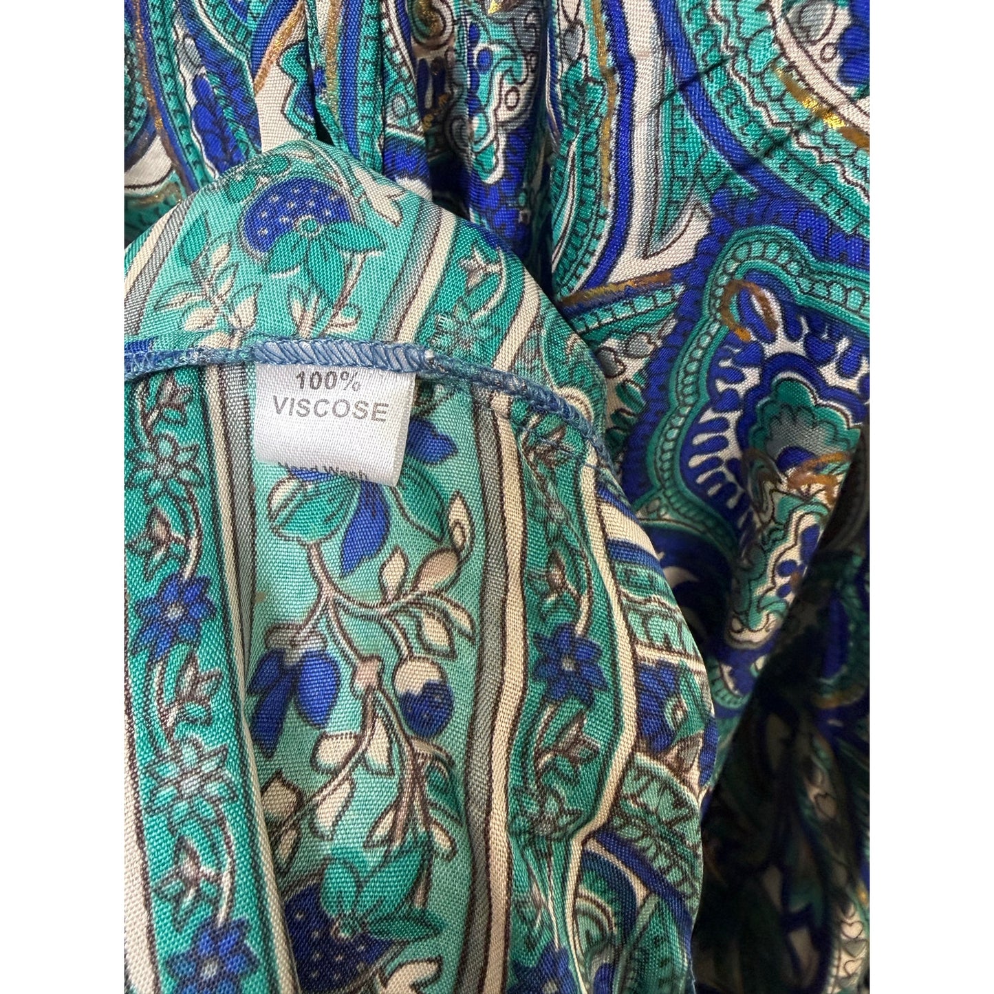 NWT 100% Viscose Blue Paisley Maxi Dress Boho Halter