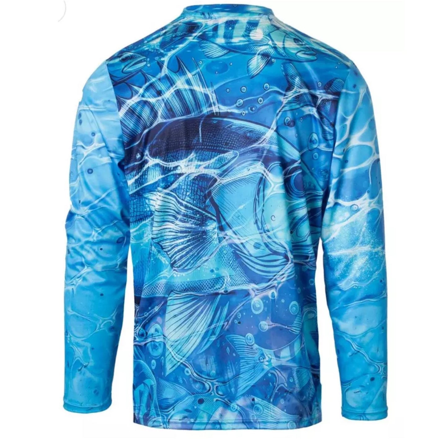 Men's Performance Long Sleeve Crew Neck with Fish Print