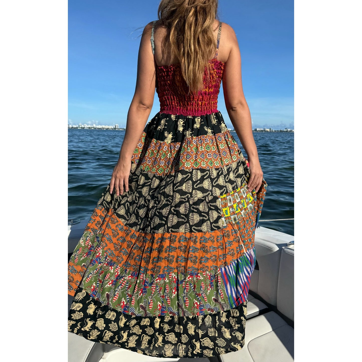 Multi-patch maxi Bohemian Dress