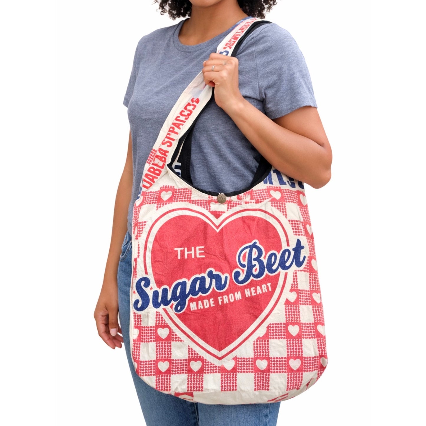Sugar beet Flour Sack Purse Bag Cotton Tote Vintage Look Feed Sack Cross Body