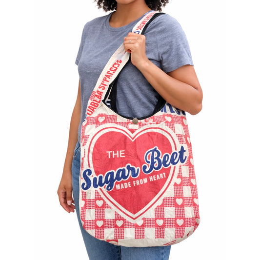 Sugar beet Flour Sack Purse Bag Cotton Tote Vintage Look Feed Sack Cross Body