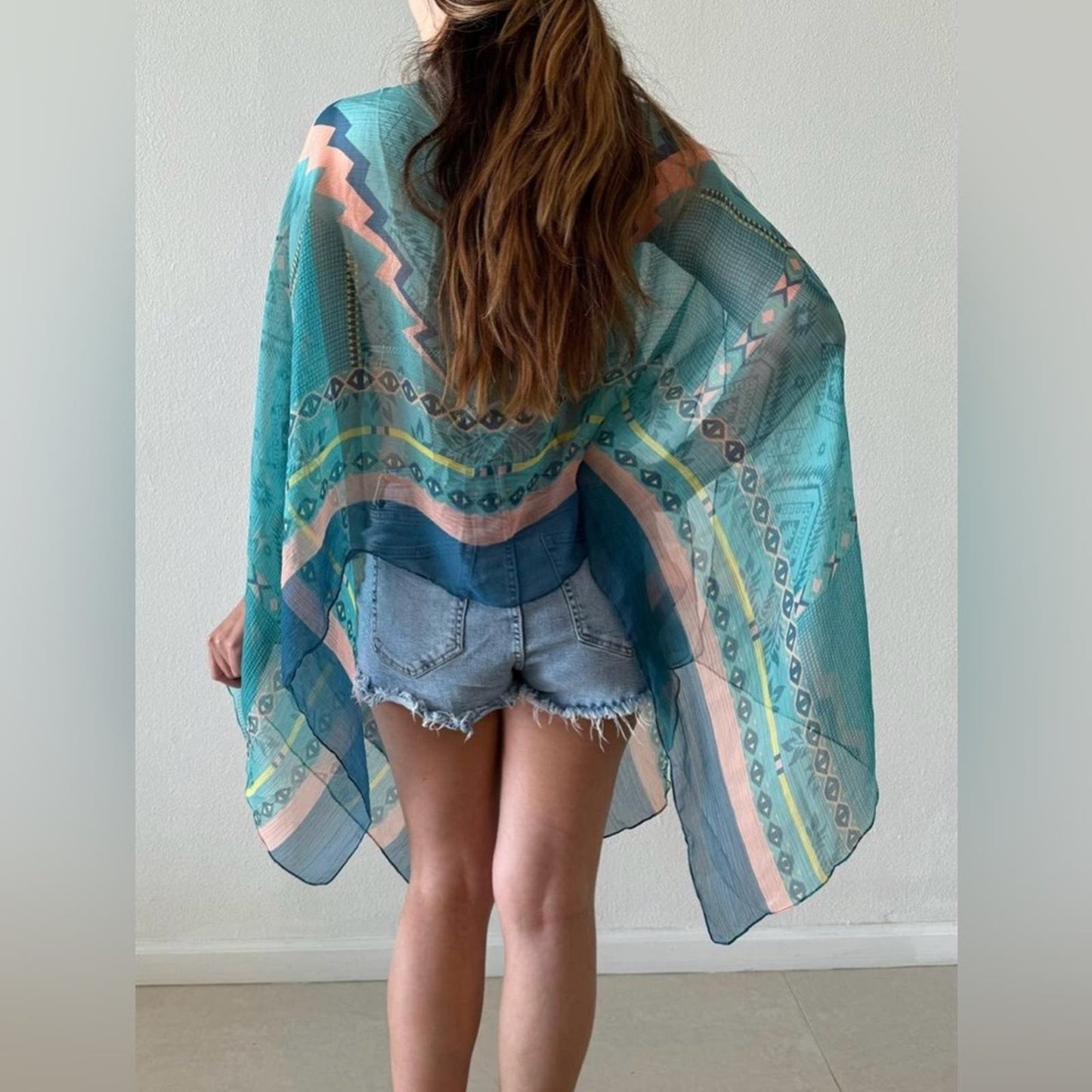 One size fits all chiffon poncho