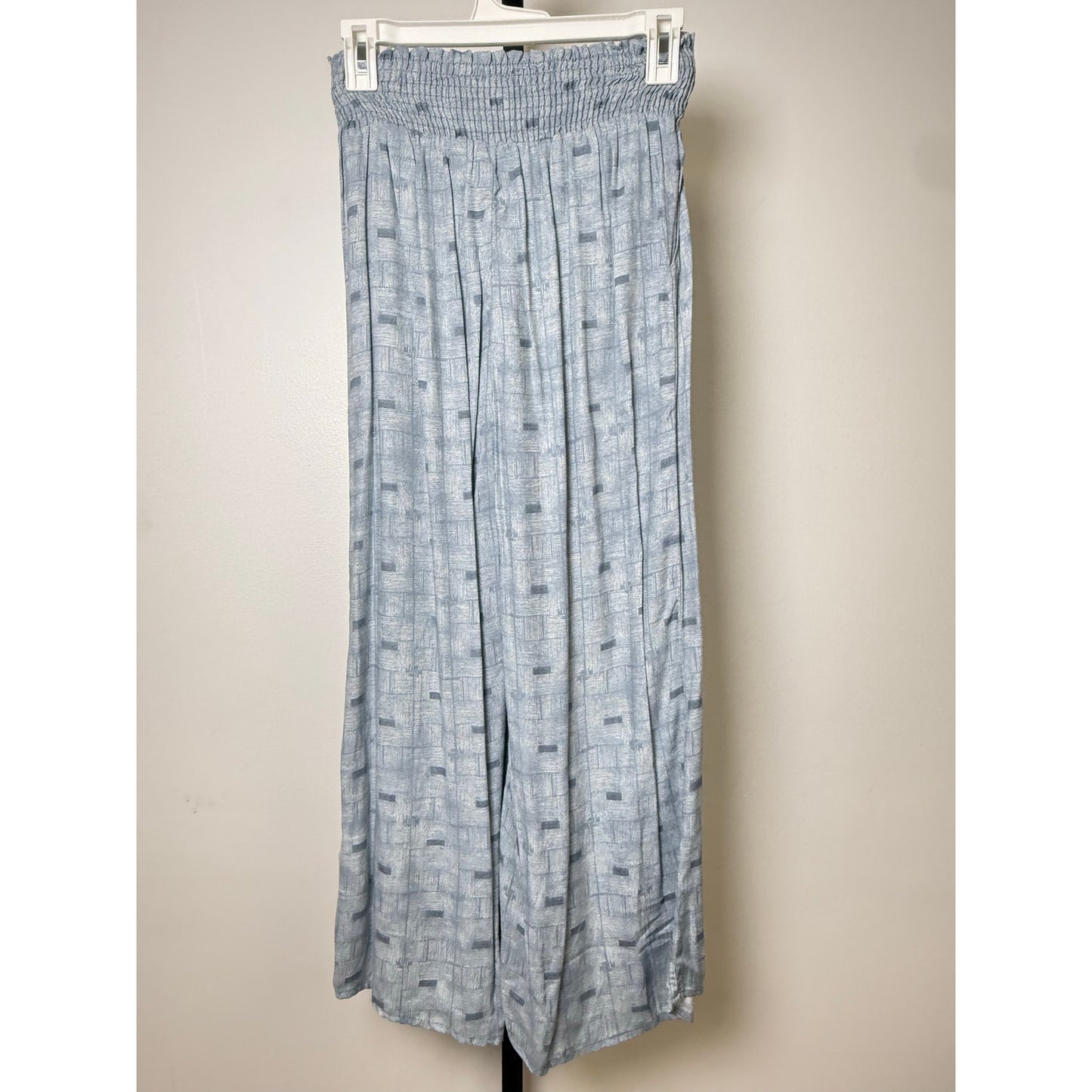NWOT Soft Blue Smocked Waist Wide-Leg Pants with Pockets