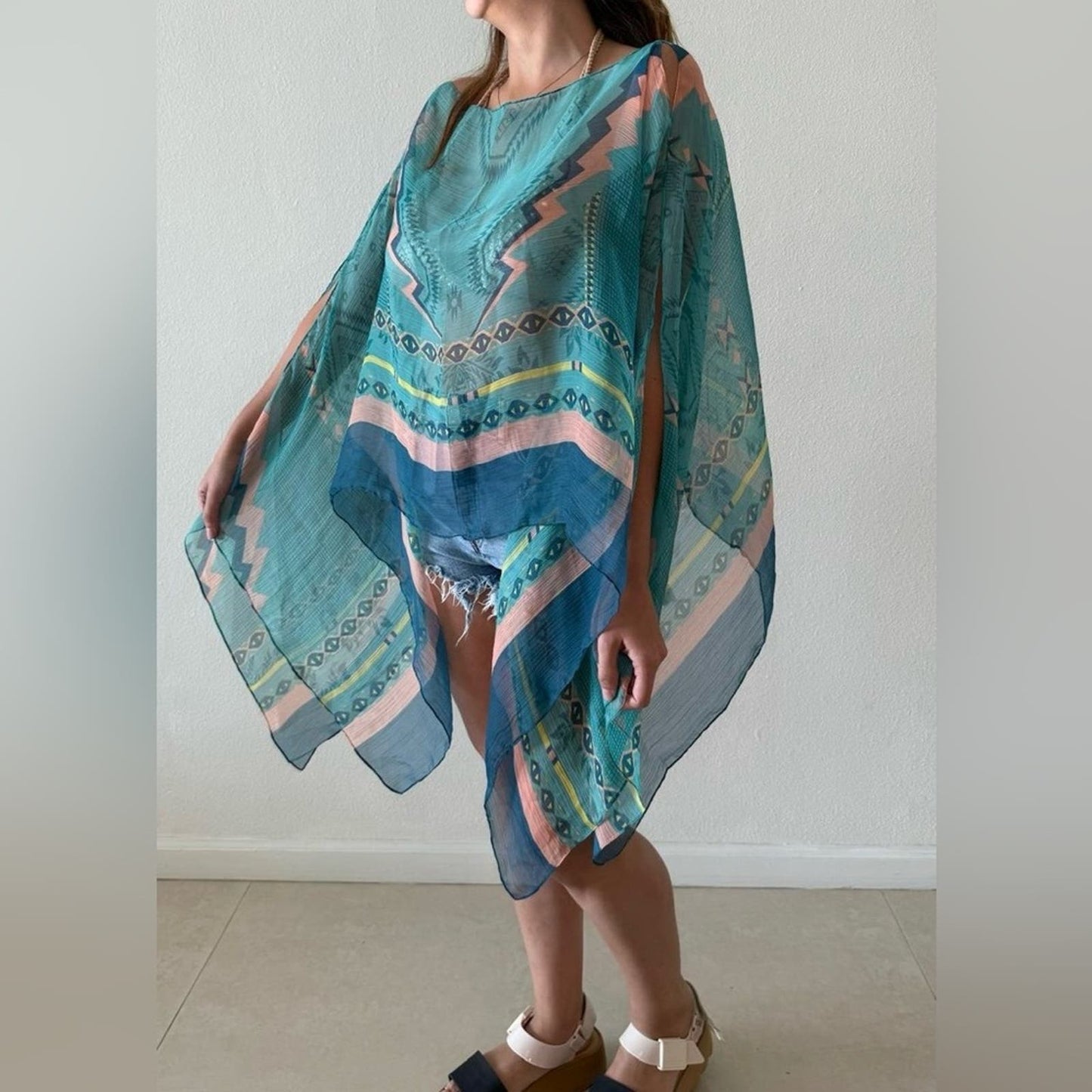 One size fits all chiffon poncho