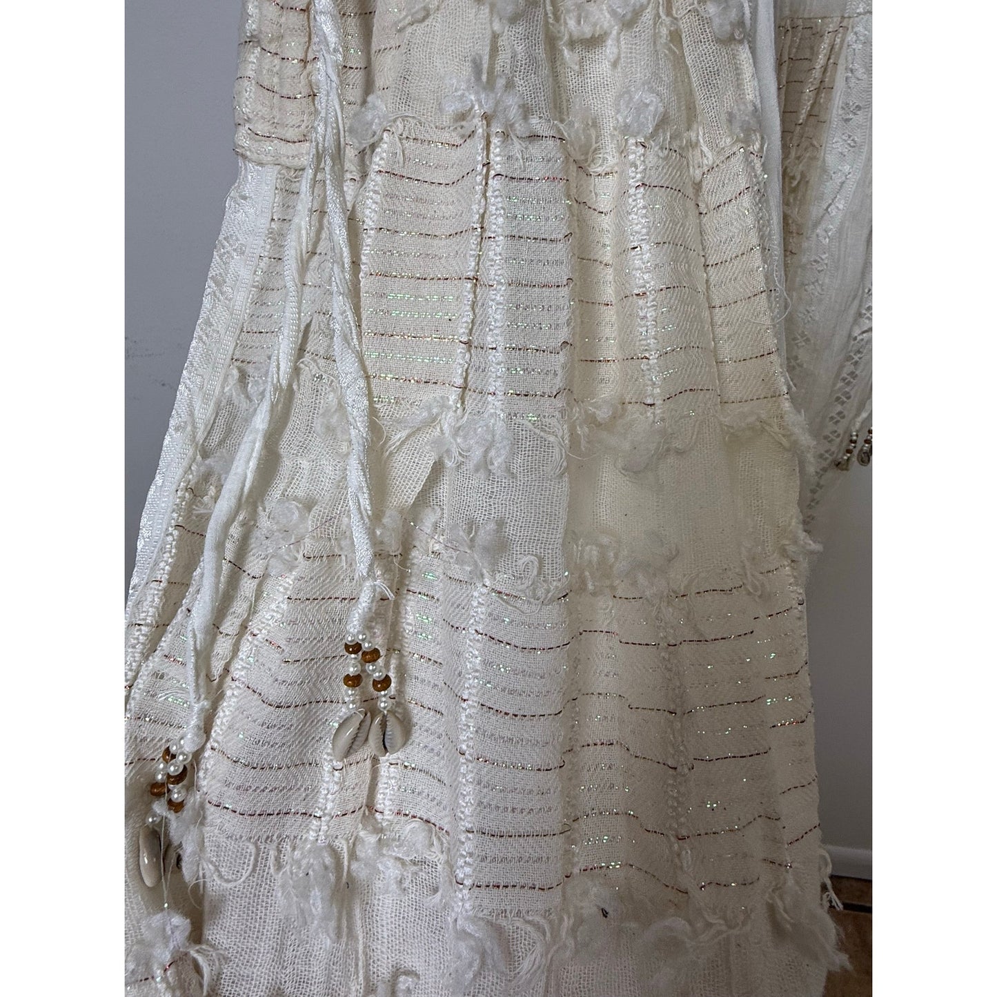 POL Mixed Fabric and Textured Pants in Natural
