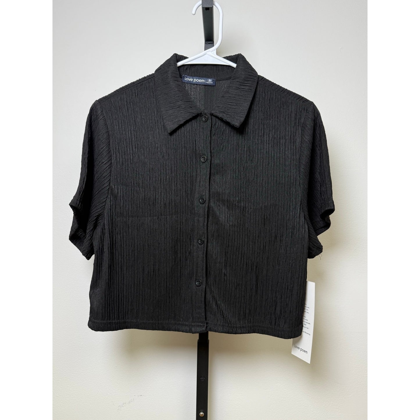 Crinkled Plisse Button Down Shirt Loungewear Shorts Set
