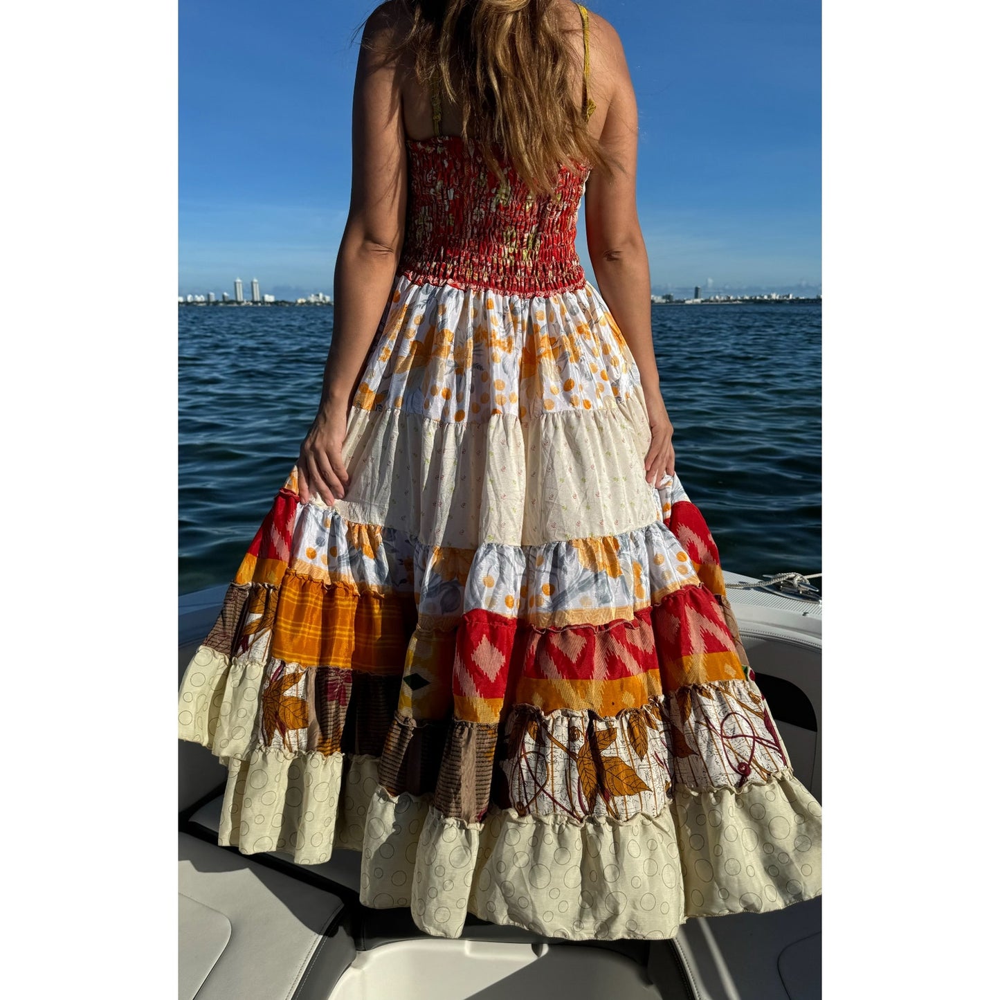 Multi-patch maxi Bohemian Dress