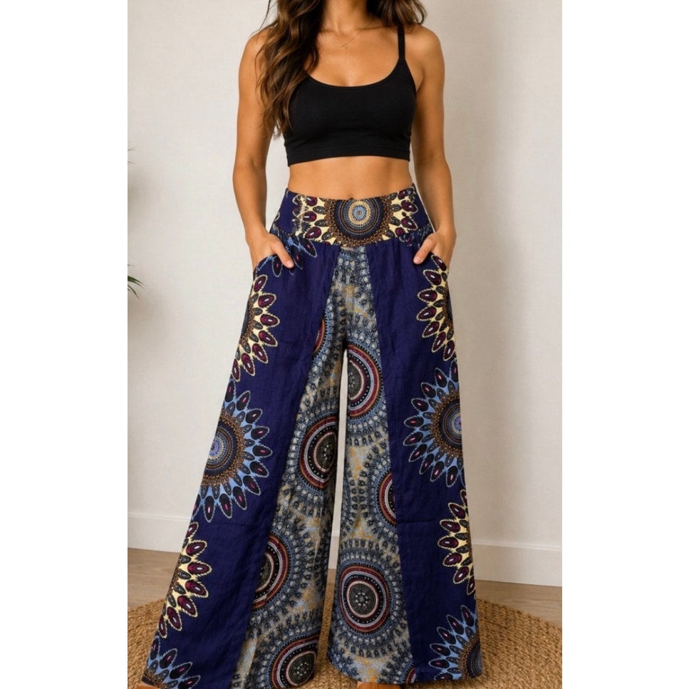 Boho Wide-Leg Wrap Pants – One Size