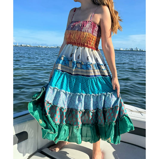 Multi-patch maxi Bohemian Dress