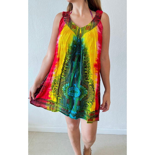 One size mini tribal tie dye pool-beach dress