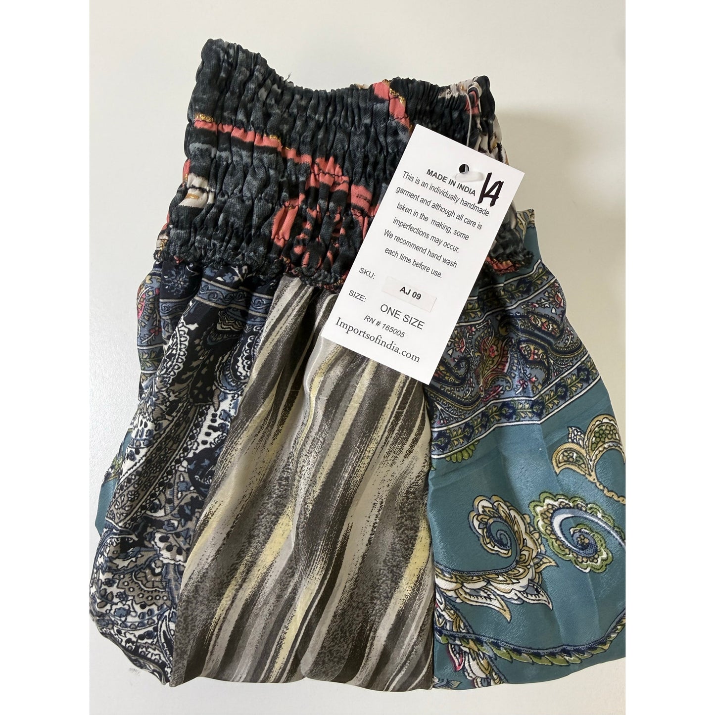 Mixed-print wide-leg trousers- One Size 100% Silk