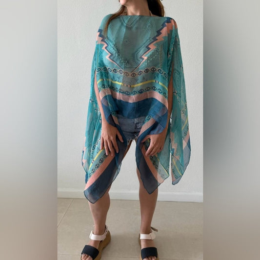 One size fits all chiffon poncho