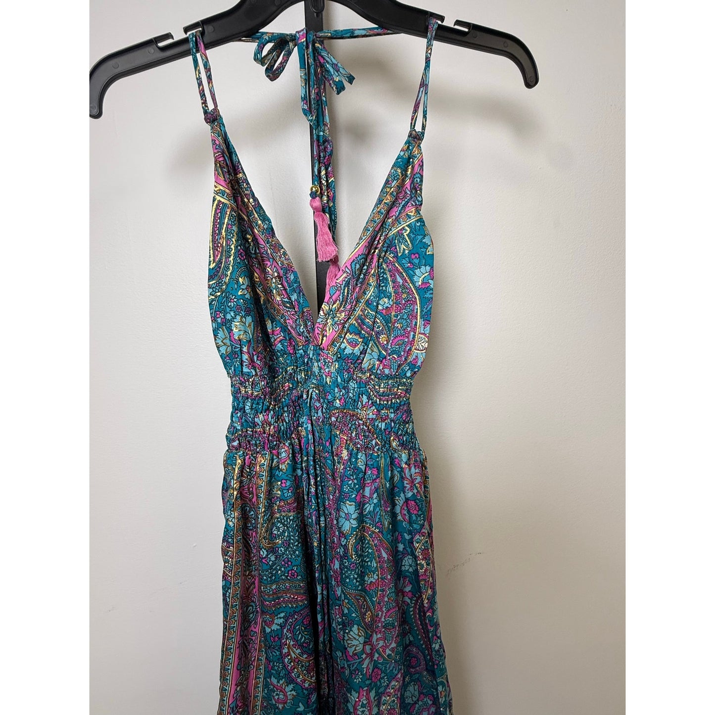 NWT 100% Viscose Blue Paisley Maxi Dress Boho Halter