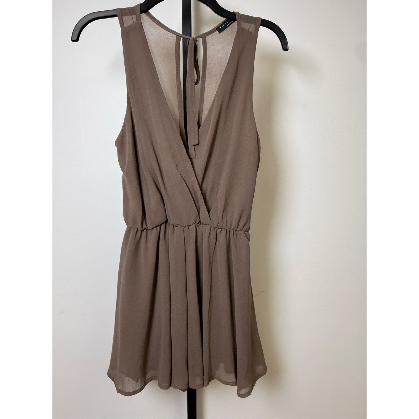 Mocha Wrap V-Neck Sleeveless Romper | Lightweight Flowy Fit NWOT