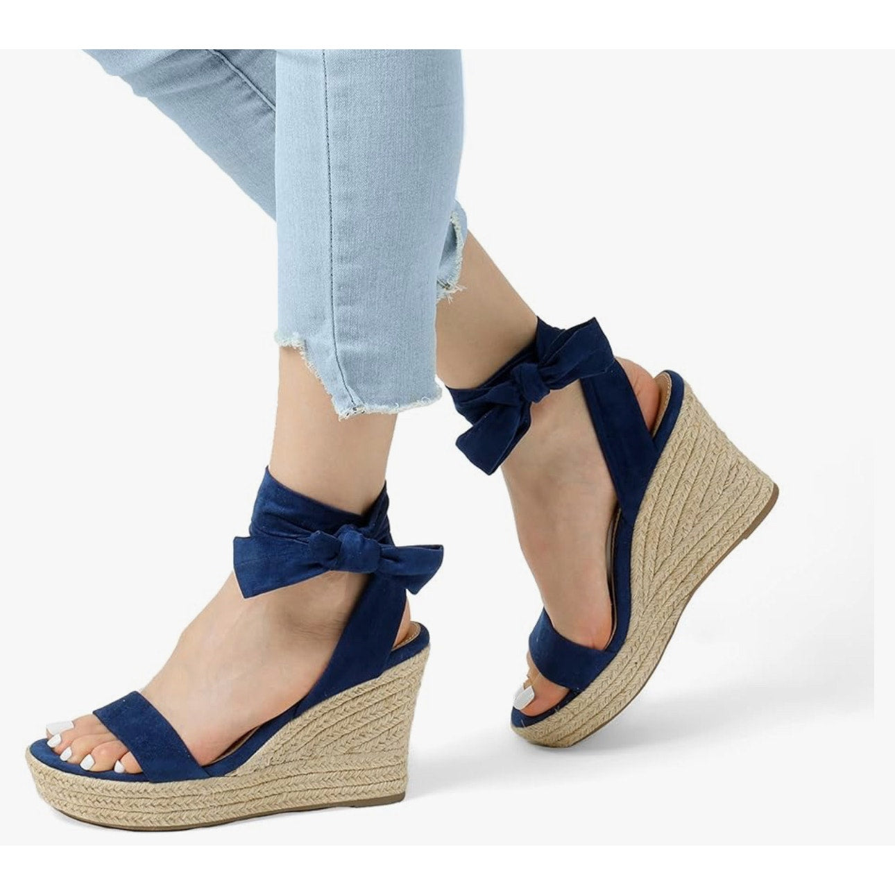 Womens Open Toe Espadrilles Wedges Tie Lace Up Cute Ankle Strap Platform Sandals