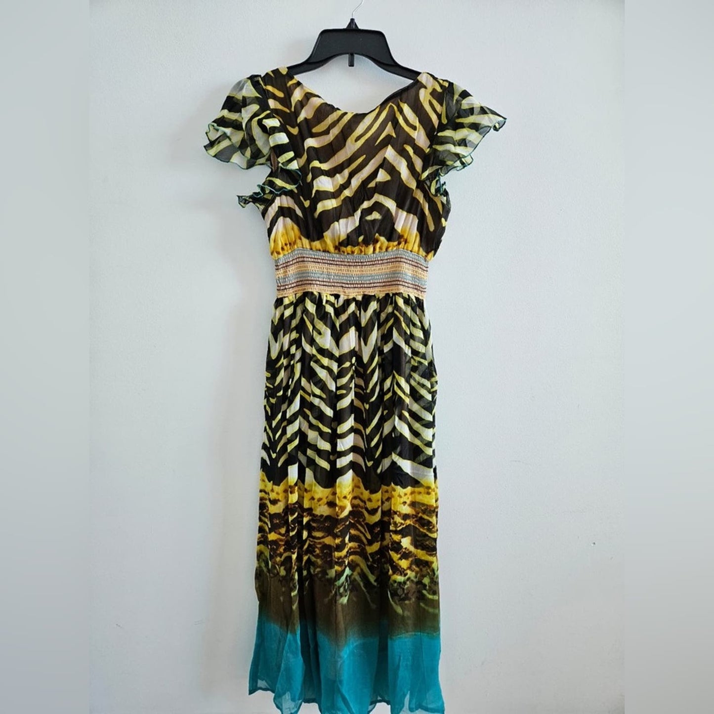 Maxi turquoise and beige animal print Dress