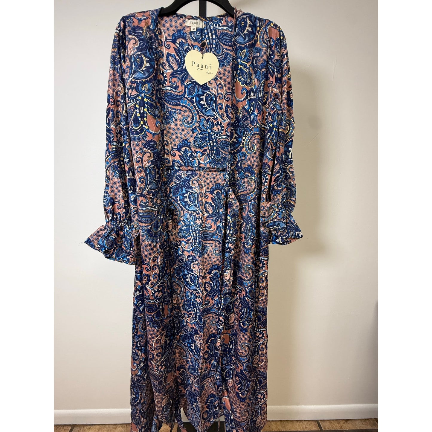 Blue Paisley Open Kaftan Maxi Cover-Up