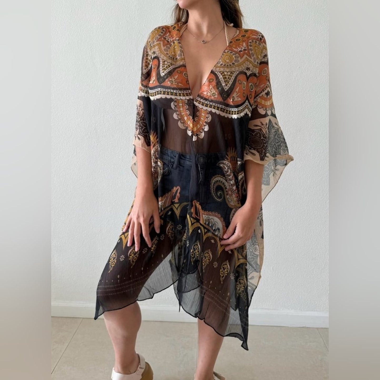 One size fits all chiffon poncho