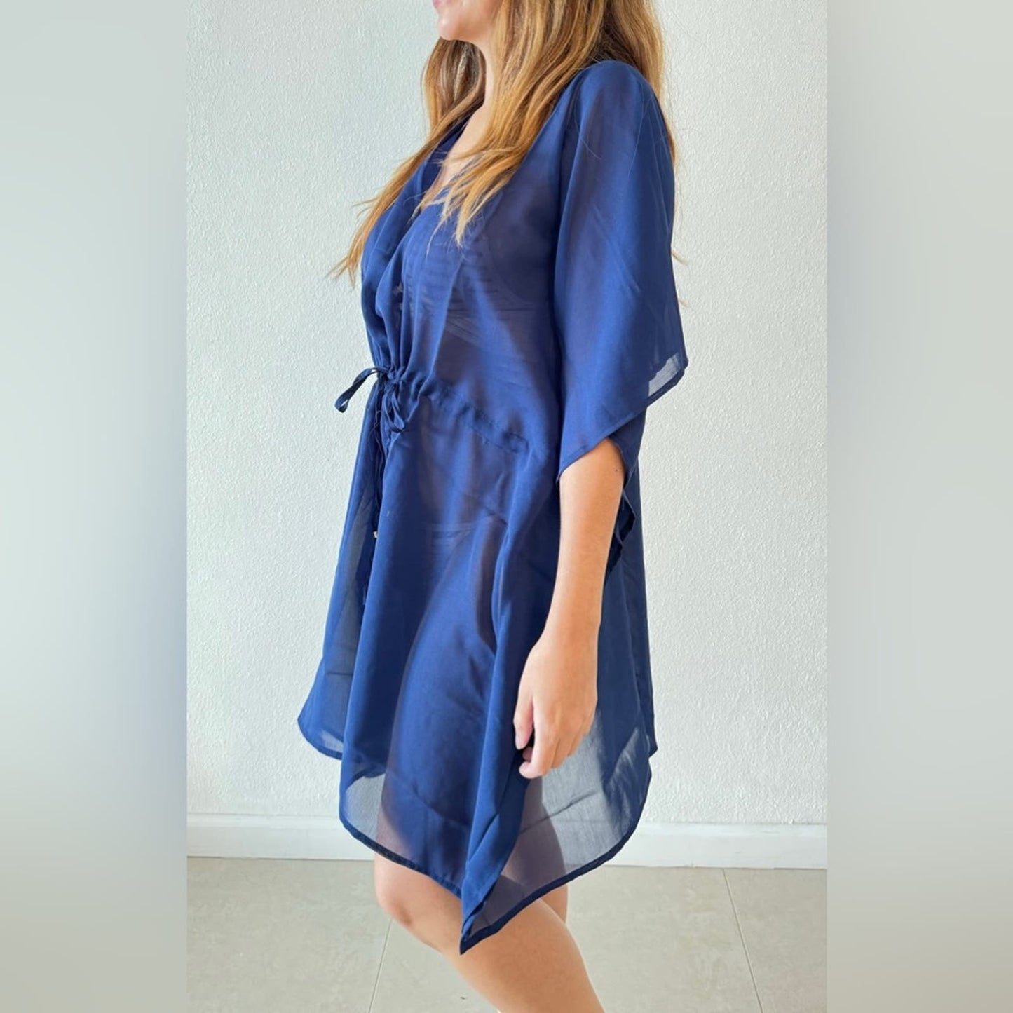 Bijoux Terner Solid blue beachwear cover up