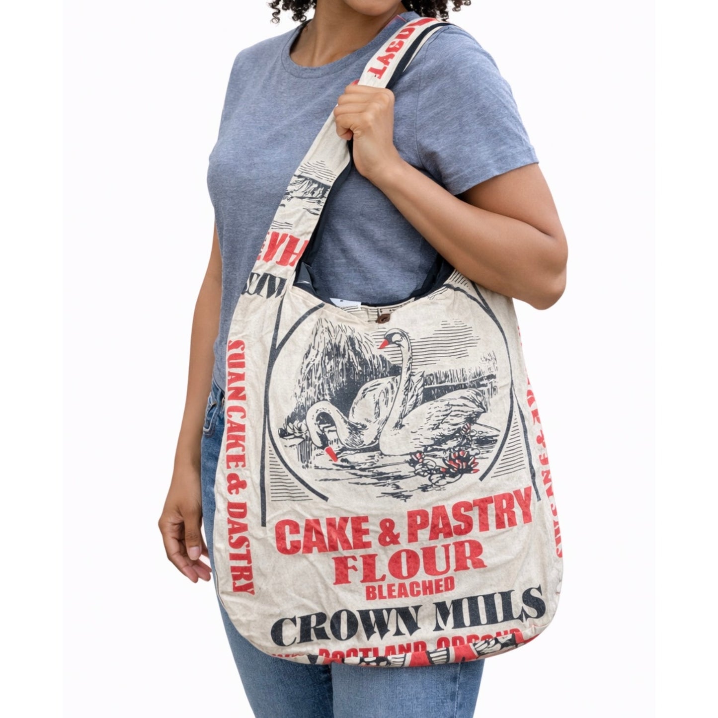 Cake Flour Sack Purse Bag Cotton Tote Vintage Look Feed Sack Cross Body