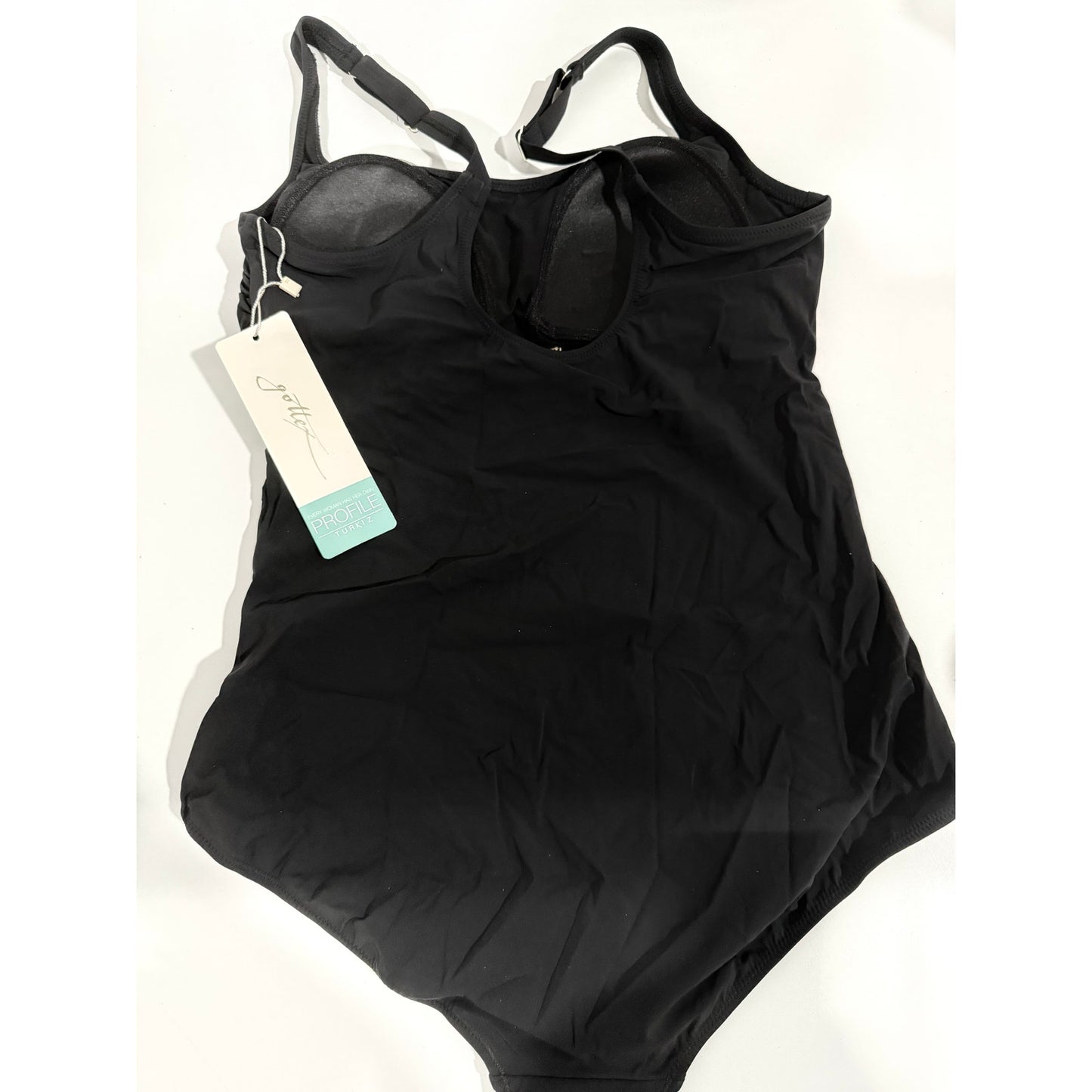 Gottex Profile Turkiz Women's One Piece Swimsuit Black Gold Size NWT