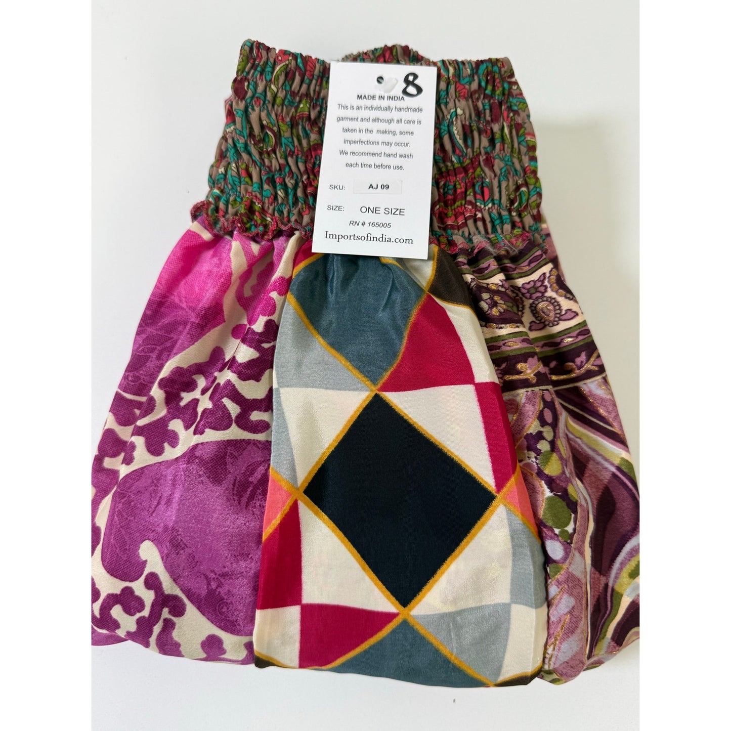 Mixed-print wide-leg trousers- One Size 100% Silk