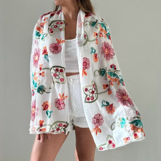 Floral- Embroidered shawl Scarf