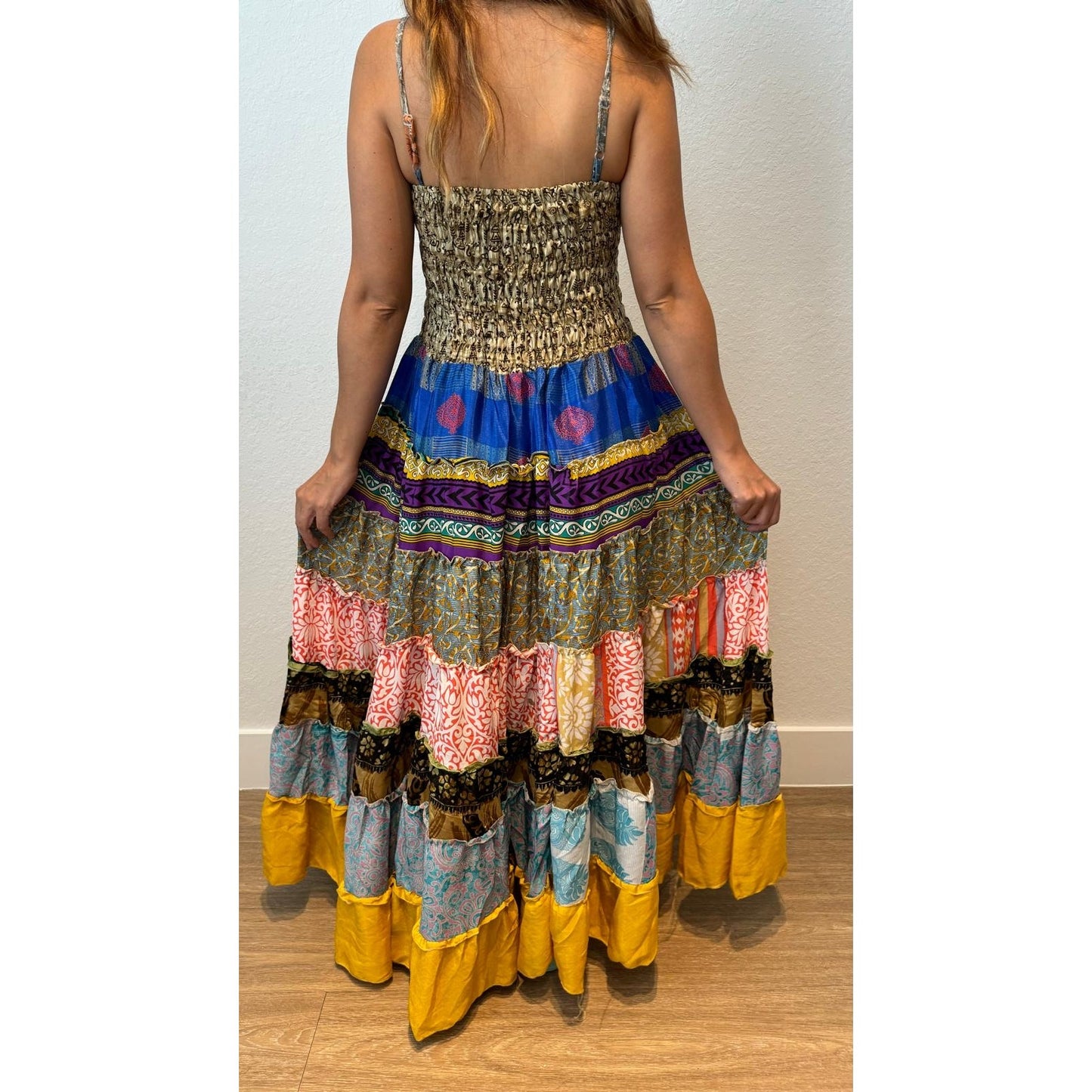 Multi-patch maxi Bohemian Dress