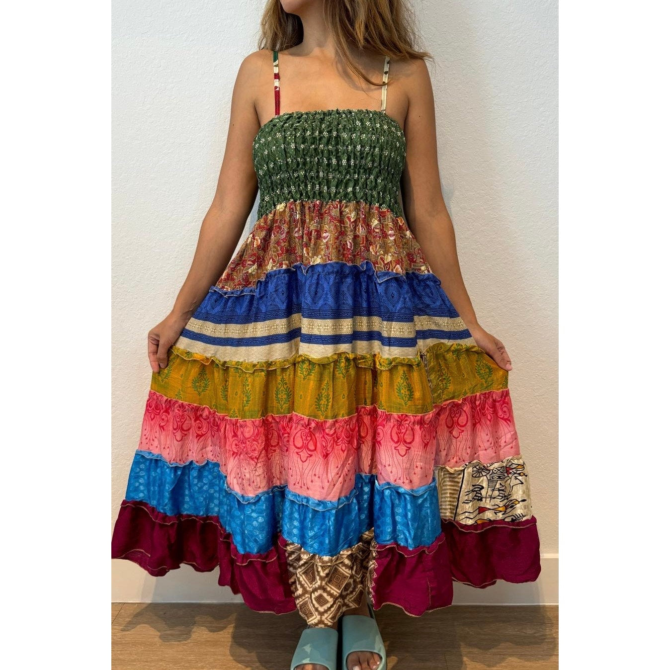 Multi-patch maxi Bohemian Dress