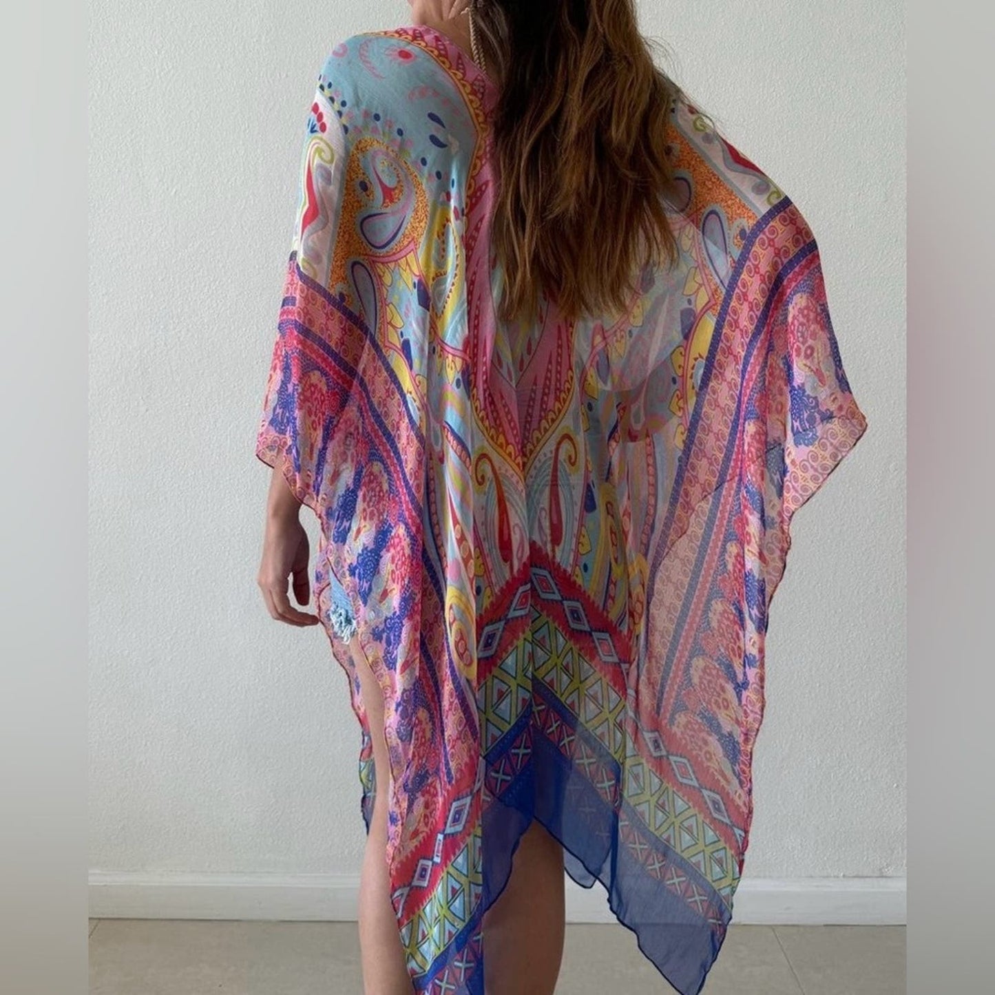 One size fits all chiffon poncho