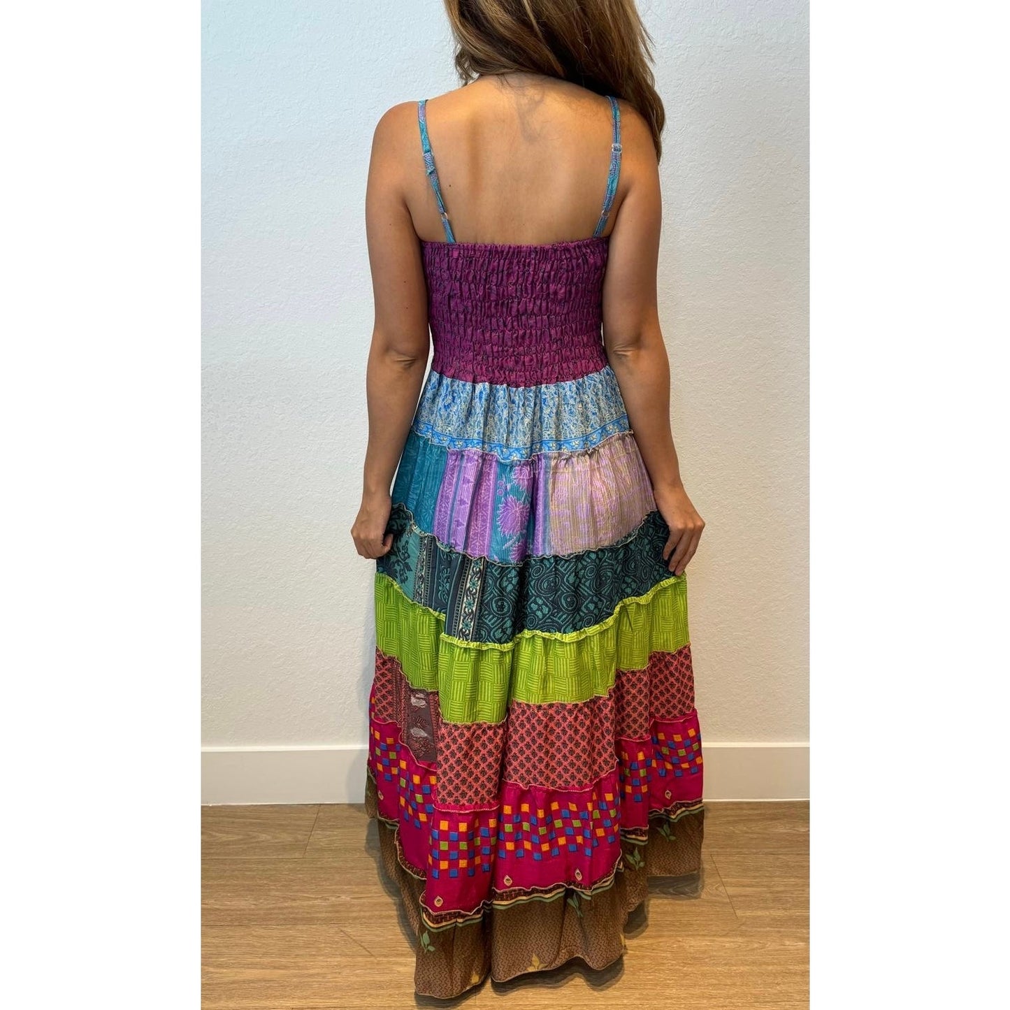 Multi-patch maxi Bohemian Dress