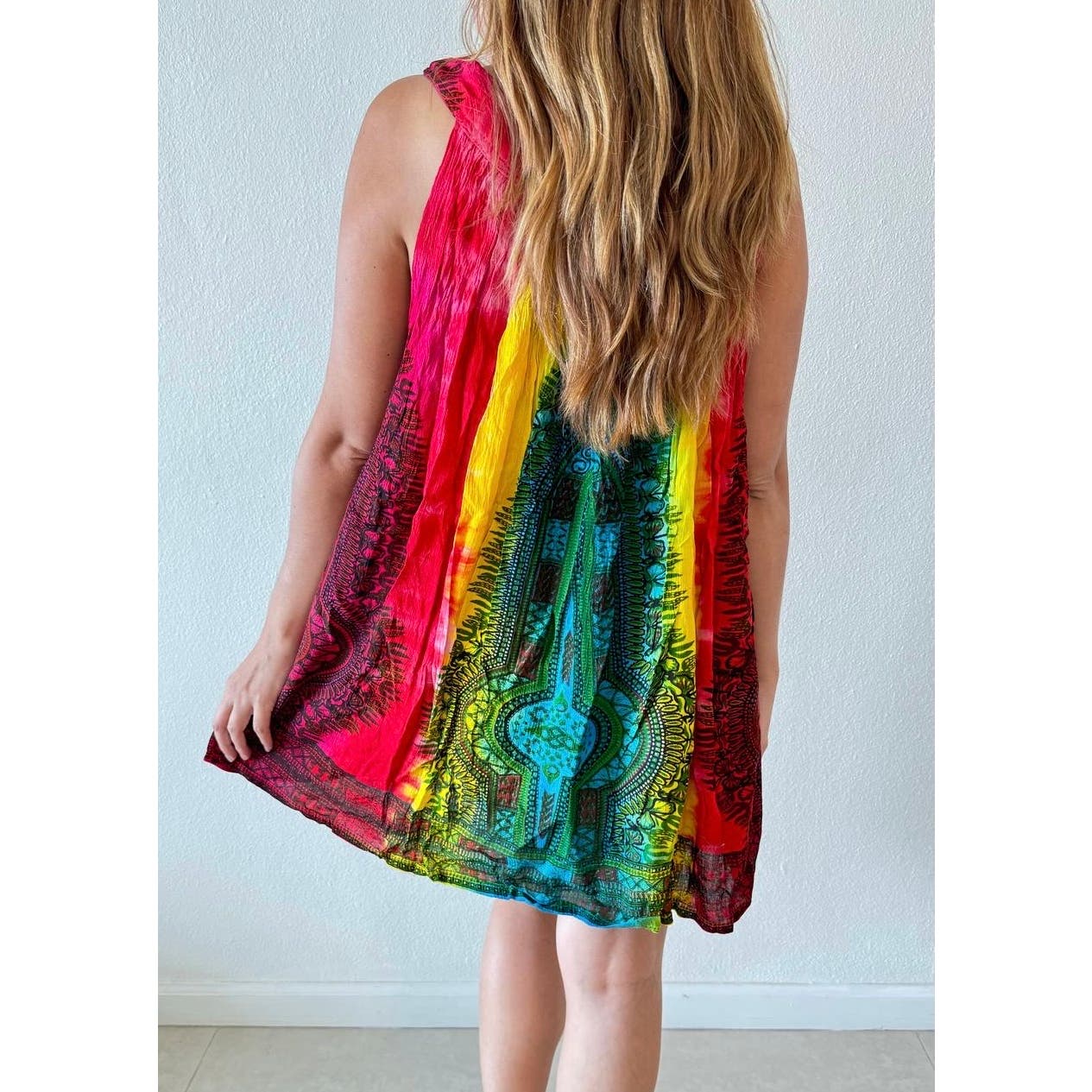 One size mini tribal tie dye pool-beach dress