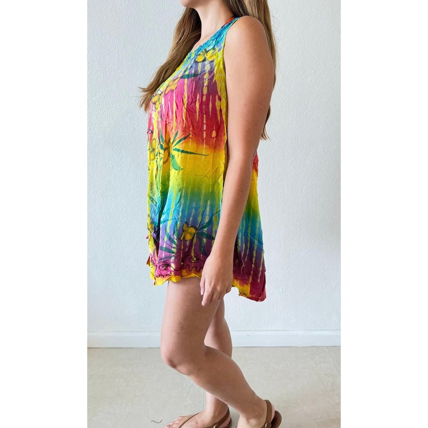 One size Mini tie dye beach pool dress