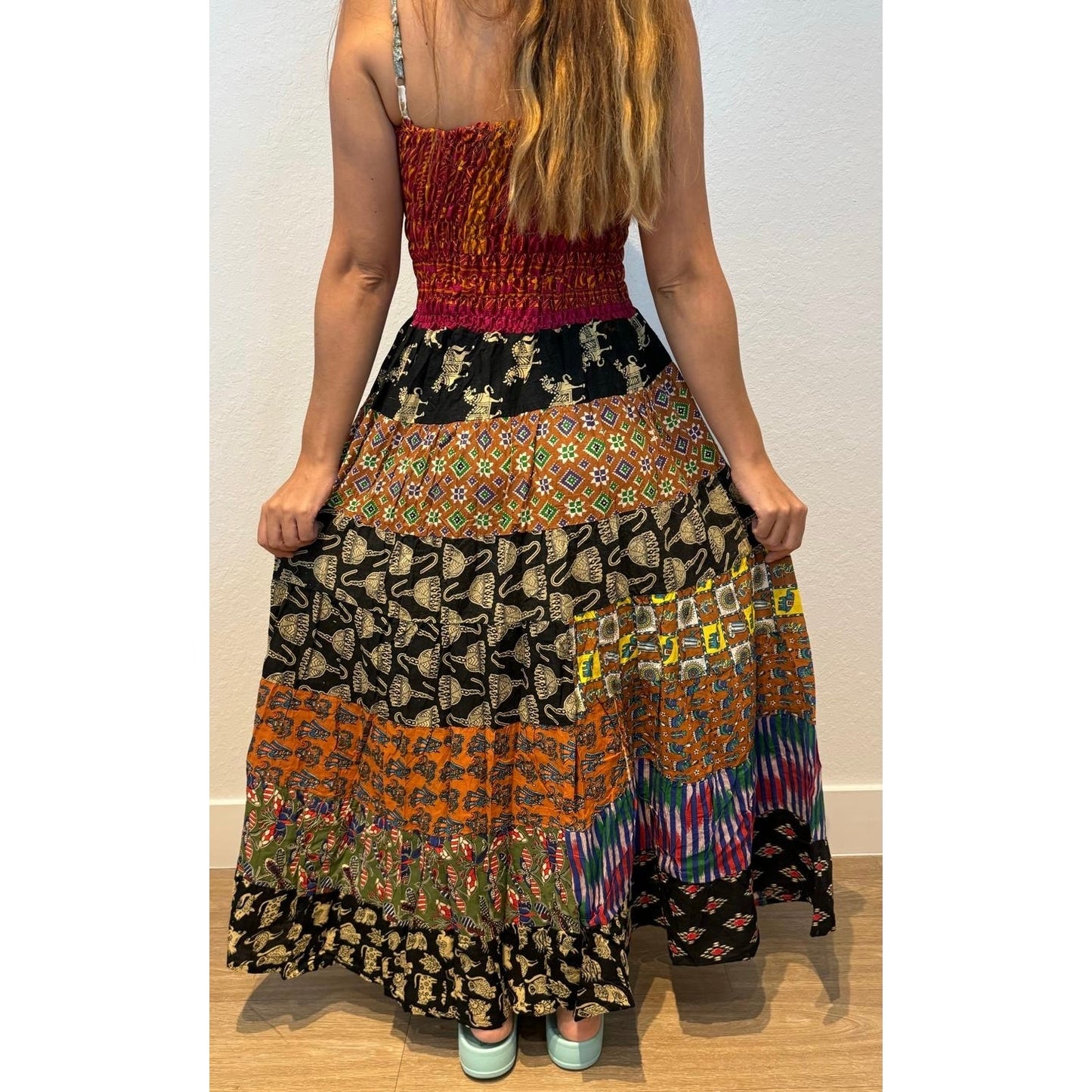 Multi-patch maxi Bohemian Dress