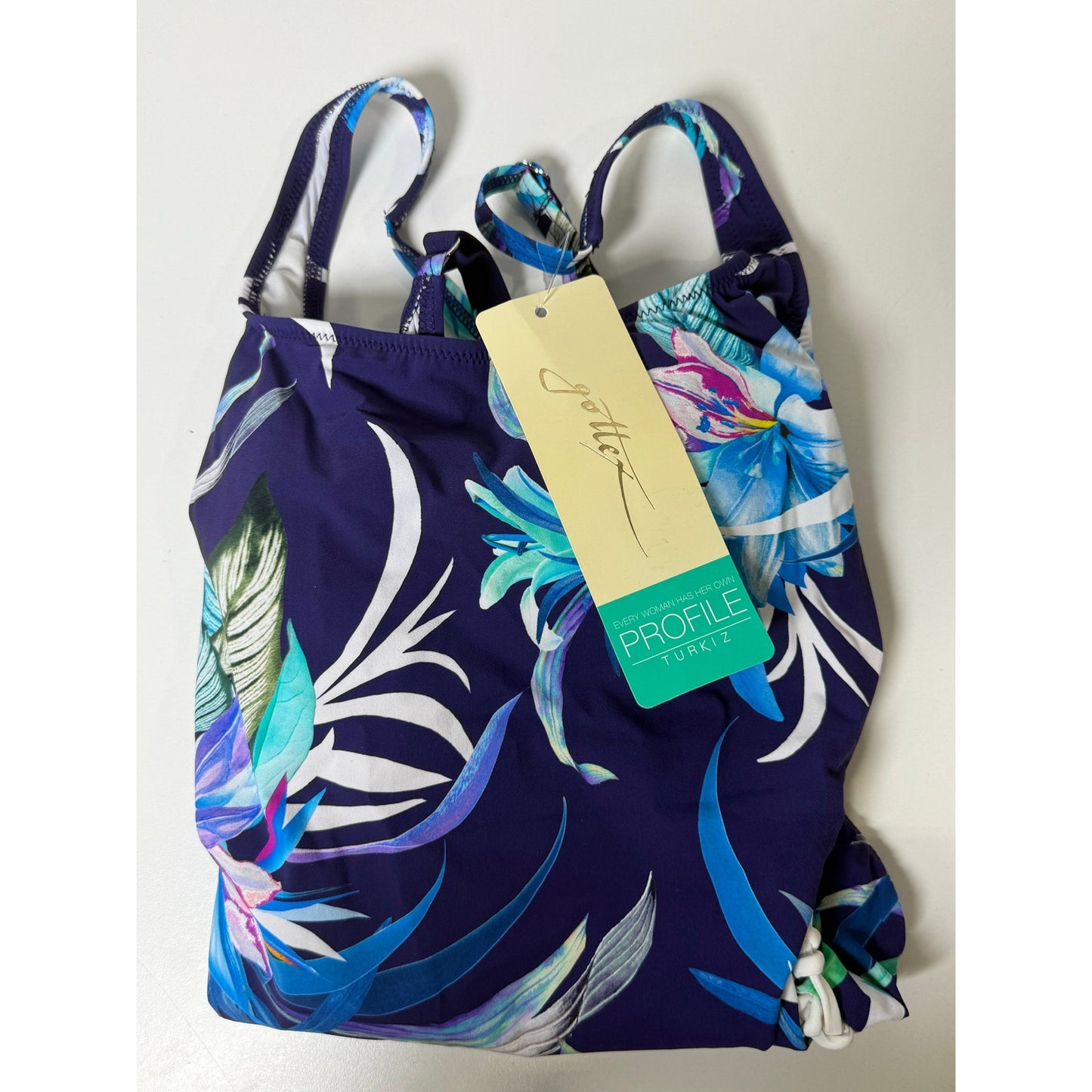 Gottex Profile Turkiz Women’s One Piece Swimsuit Purple Floral Size 12 NWT