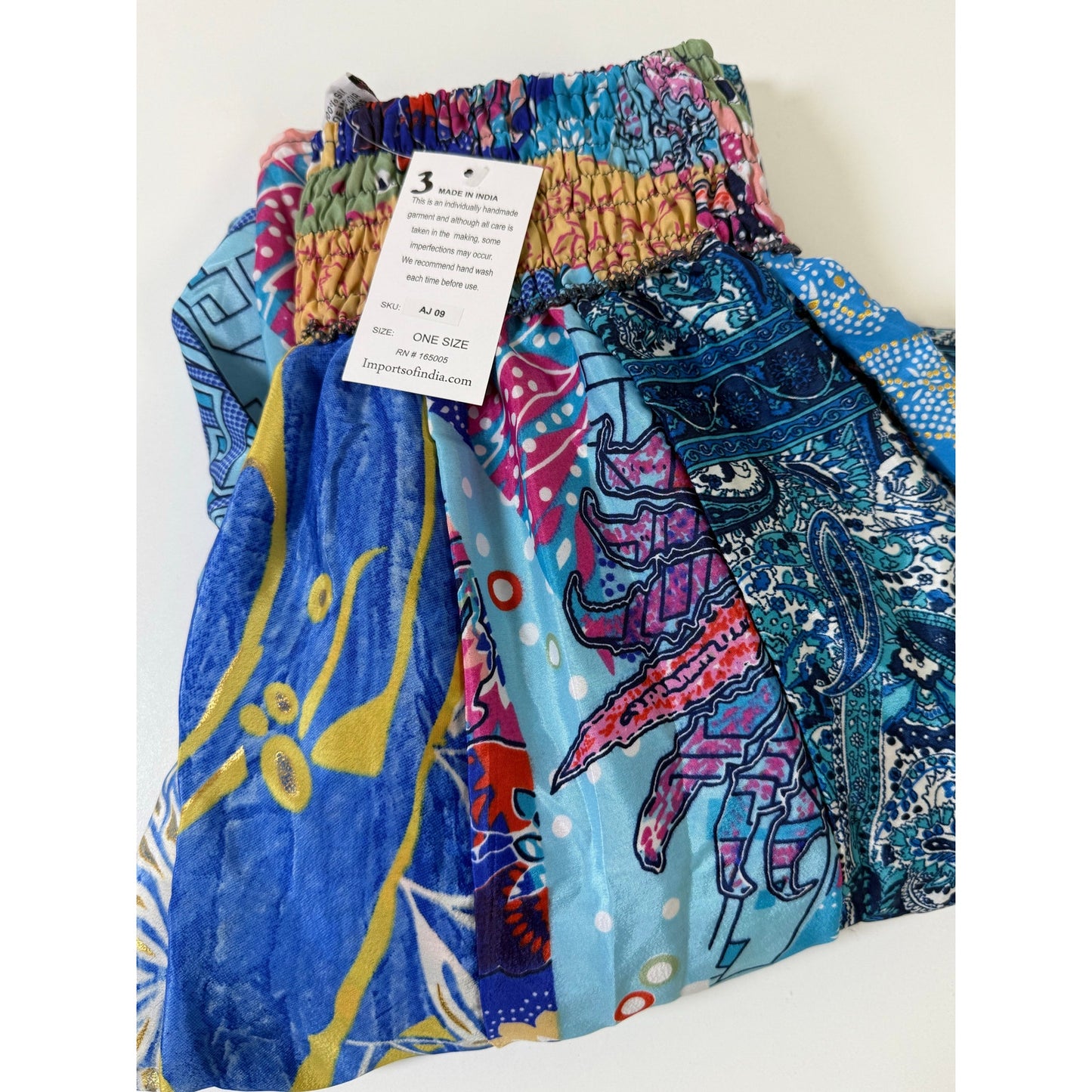 Mixed-print wide-leg trousers- One Size 100% Silk