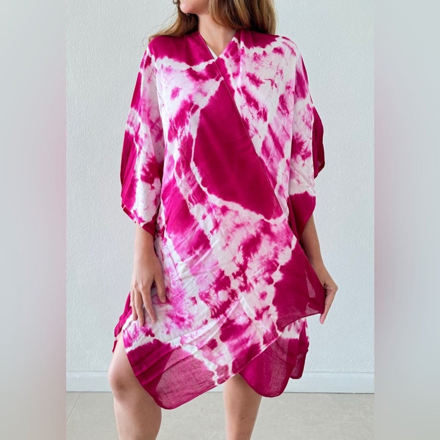 Bijoux Terner Pink Tie dye beach cover-up